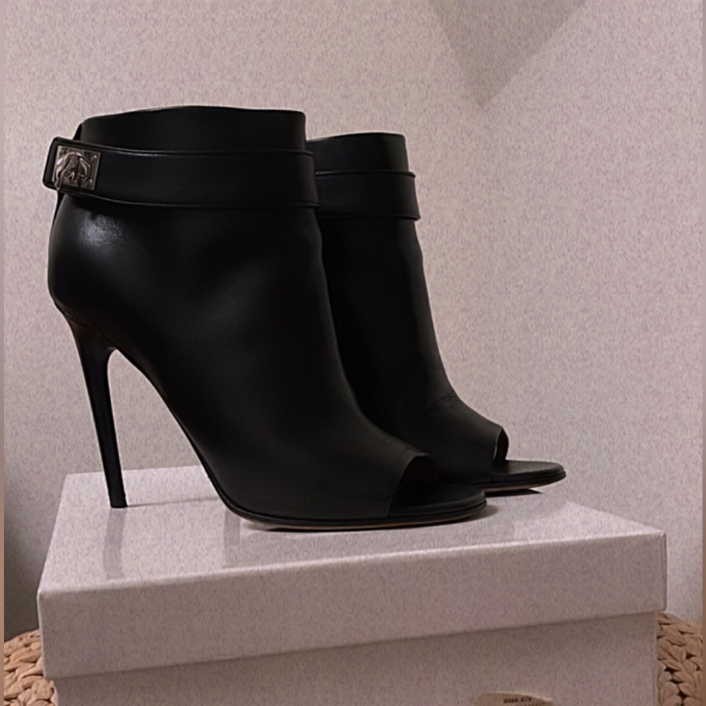 Givenchy Shark Lock Open-Toe Ankle Booties